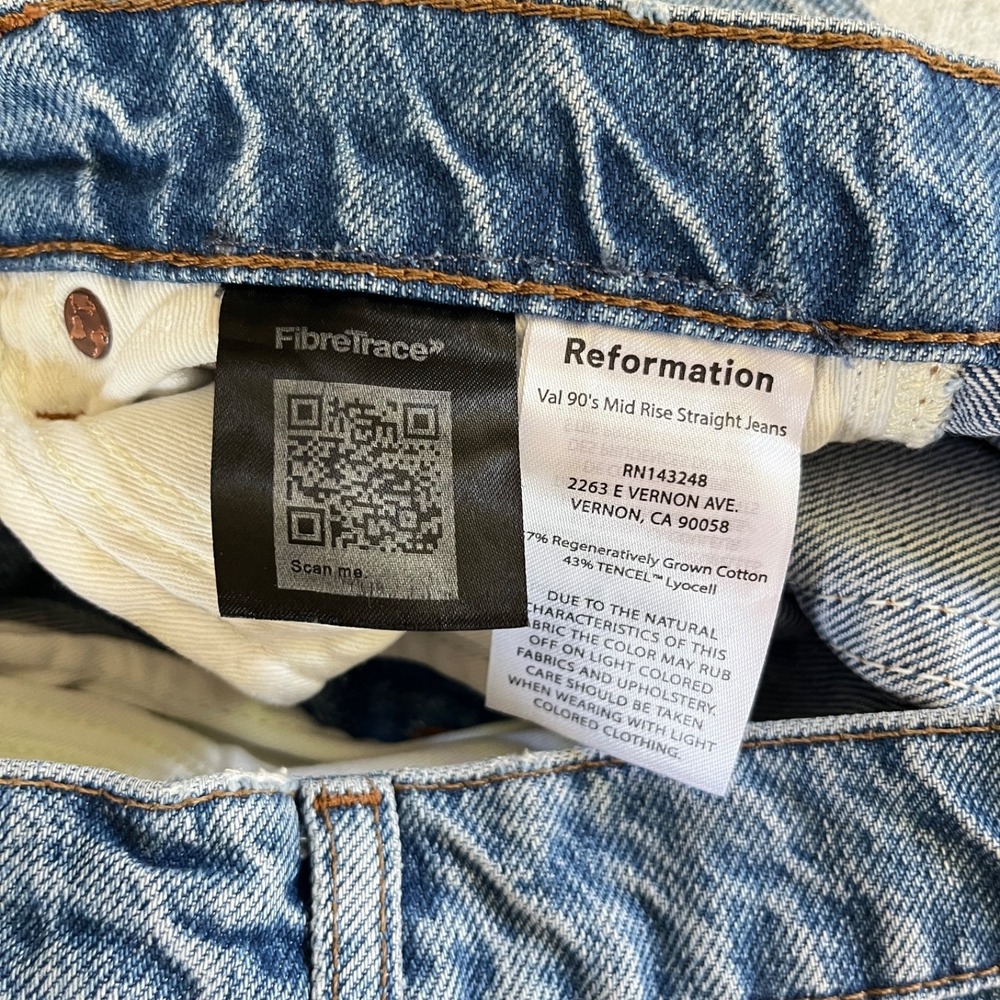 Reformation Jeans Womens 26 Val 90's Mid Rise Straight Leg Denim Colorado Wash - Picture 8 of 8